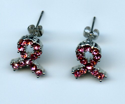 Breast Cancer Pink Ribbon Earring